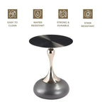 Table d'appoint/de chevet sur pied moderne en acier inoxydable noir