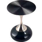 Table d'appoint/de chevet sur pied moderne en acier inoxydable noir