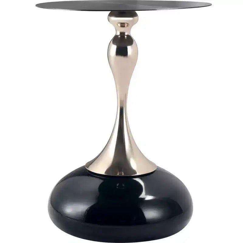 Table d'appoint/de chevet sur pied moderne en acier inoxydable noir
