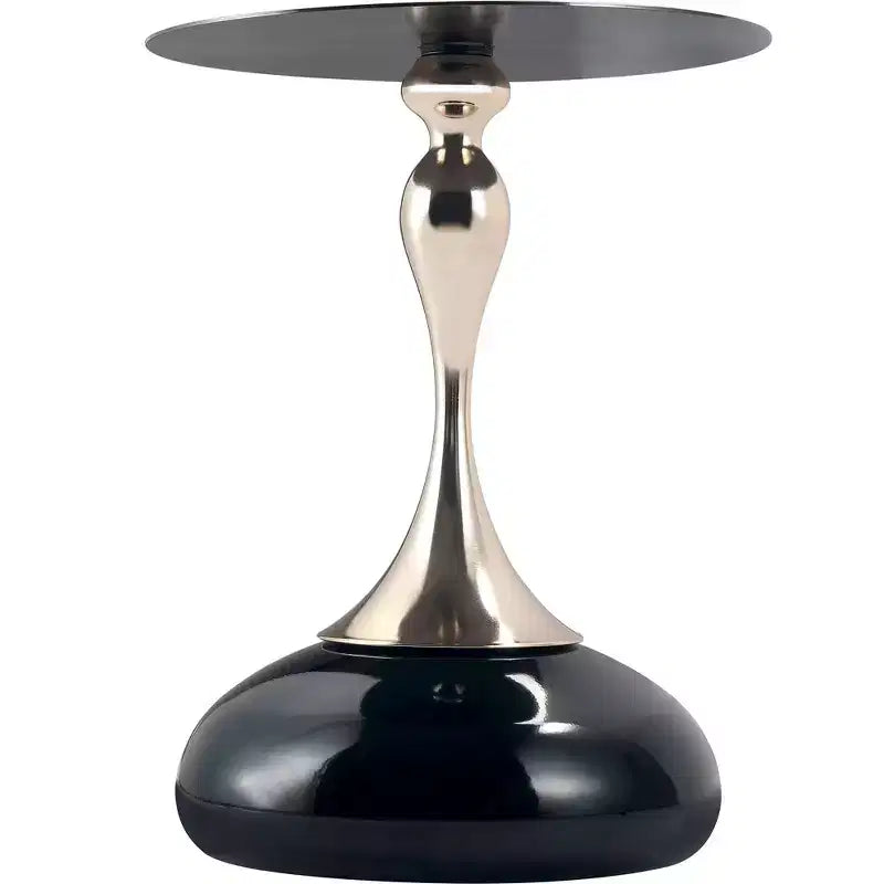 Table d'appoint/de chevet sur pied moderne en acier inoxydable noir