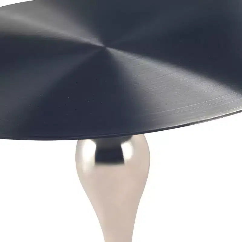 Table d'appoint/de chevet sur pied moderne en acier inoxydable noir
