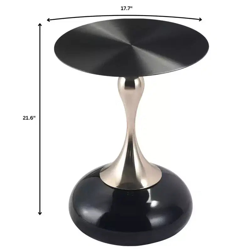 Table d'appoint/de chevet sur pied moderne en acier inoxydable noir