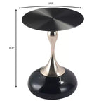 Table d'appoint/de chevet sur pied moderne en acier inoxydable noir
