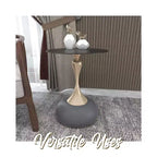 Table d'appoint/de chevet sur pied moderne en acier inoxydable noir