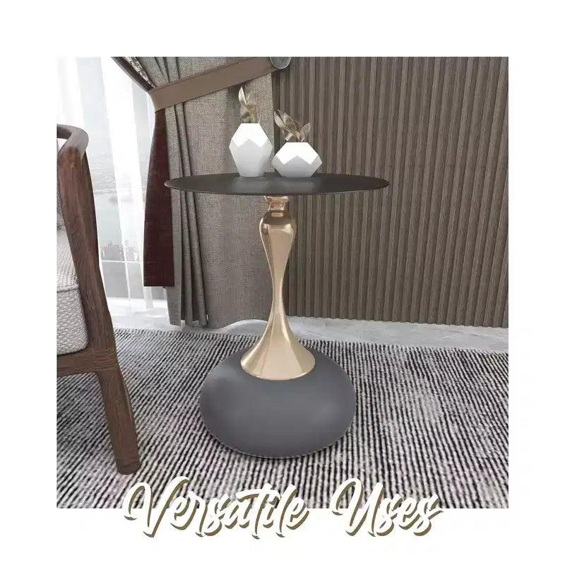 Table d'appoint/de chevet sur pied moderne en acier inoxydable noir