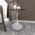 Table d'appoint/de chevet sur pied moderne en acier inoxydable noir