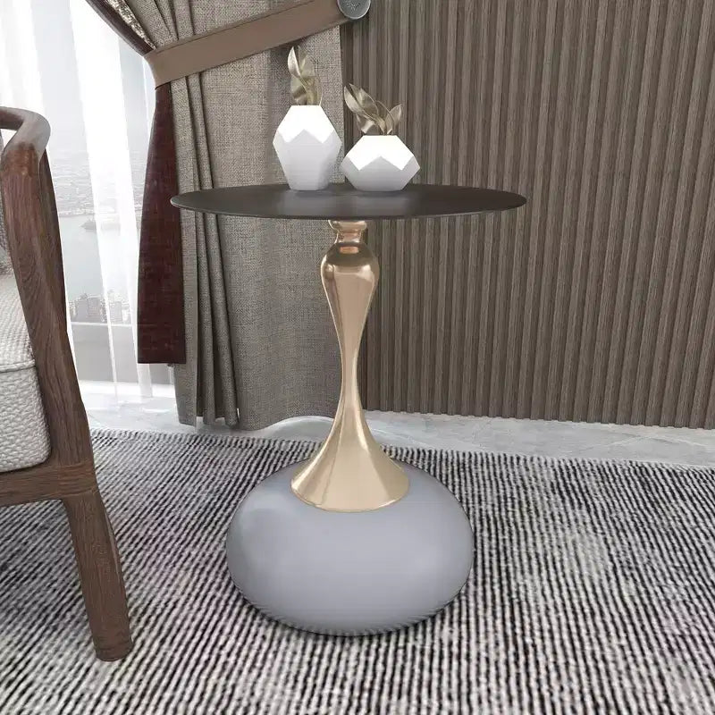 Table d'appoint/de chevet sur pied moderne en acier inoxydable noir