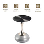 Table d'appoint/de chevet sur pied moderne en acier inoxydable noir