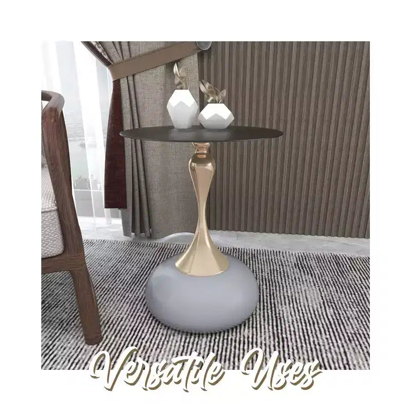 Table d'appoint/de chevet sur pied moderne en acier inoxydable noir