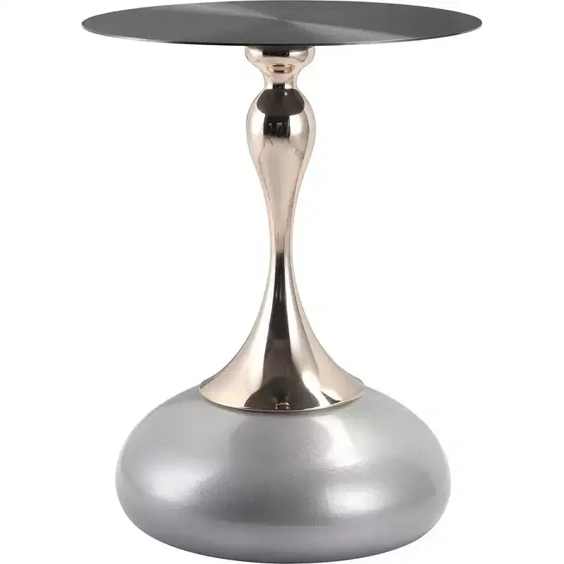 Table d'appoint/de chevet sur pied moderne en acier inoxydable noir