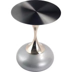 Table d'appoint/de chevet sur pied moderne en acier inoxydable noir