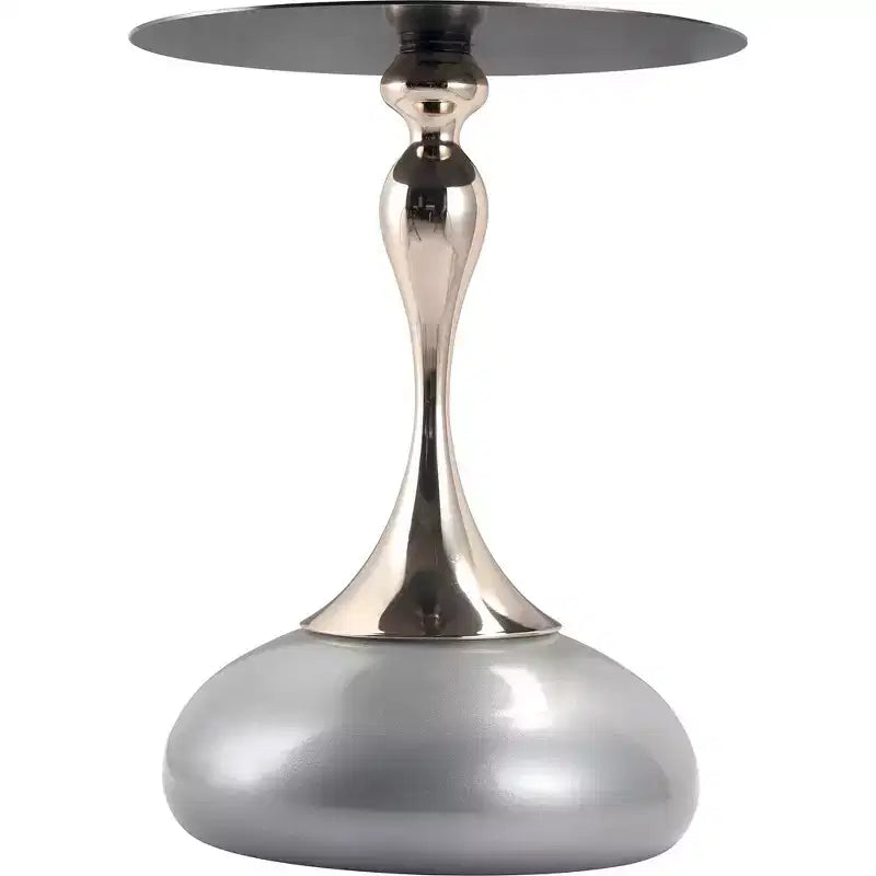 Table d'appoint/de chevet sur pied moderne en acier inoxydable noir