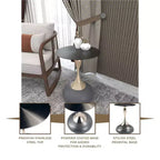 Table d'appoint/de chevet sur pied moderne en acier inoxydable noir