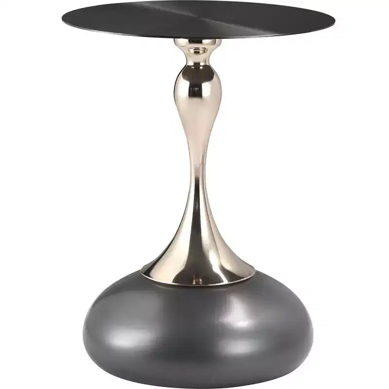 Table d'appoint/de chevet sur pied moderne en acier inoxydable noir