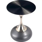 Table d'appoint/de chevet sur pied moderne en acier inoxydable noir