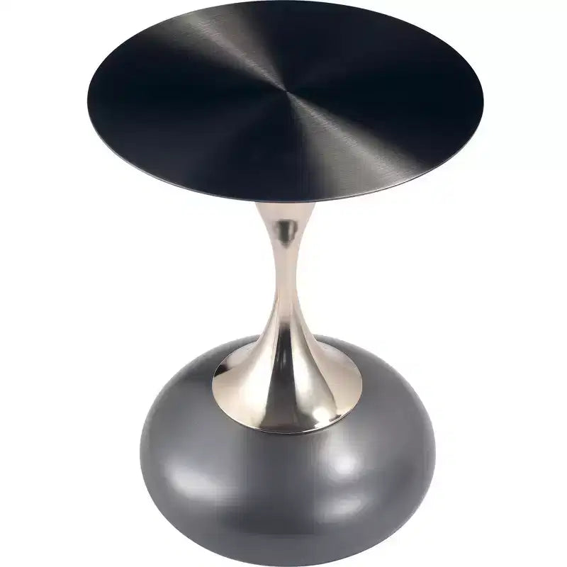 Table d'appoint/de chevet sur pied moderne en acier inoxydable noir