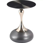 LeisureMod Savoy Modern Pedestal End Table - Black Stainless Steel Accent Table