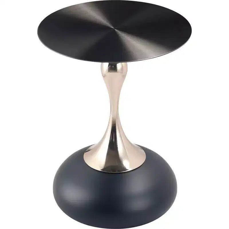 Table d'appoint/de chevet sur pied moderne en acier inoxydable noir
