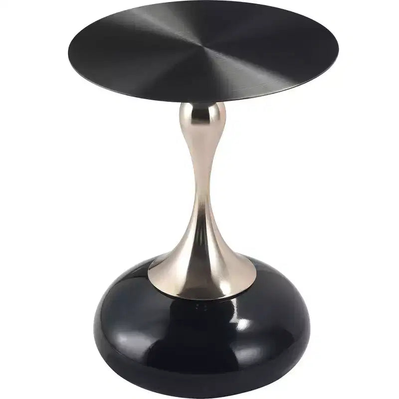Table d'appoint/de chevet sur pied moderne en acier inoxydable noir