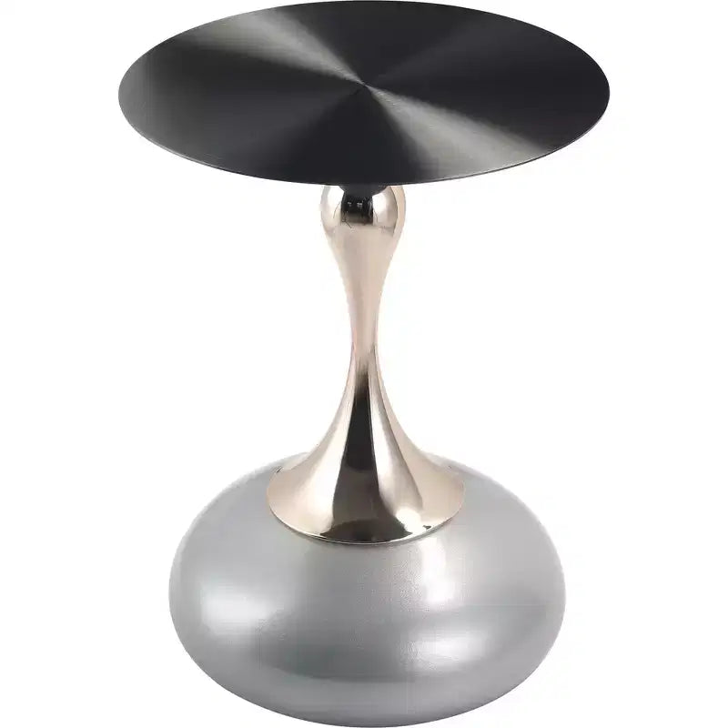 Table d'appoint/de chevet sur pied moderne en acier inoxydable noir
