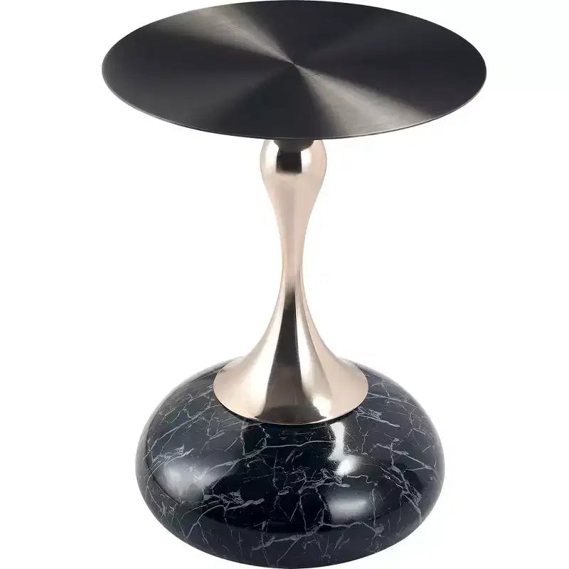 Table d'appoint/de chevet sur pied moderne en acier inoxydable noir