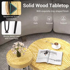 Ensemble de 2 tables basses et d'appoint rondes de style campagnard – Finition naturelle
