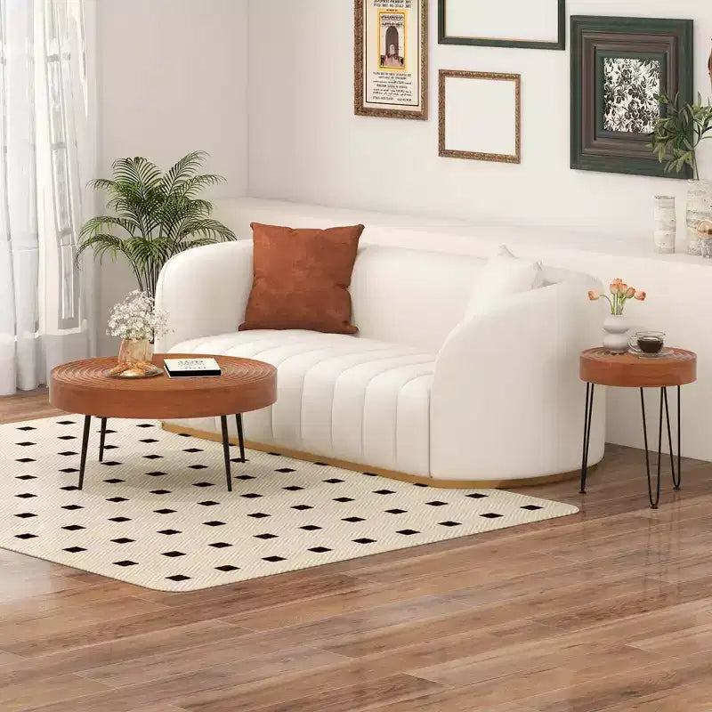 Ensemble de 2 tables basses et d'appoint rondes de style campagnard – Finition naturelle