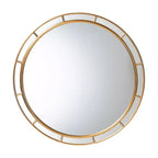 Miroir rond accentué à feuilles d'or antique