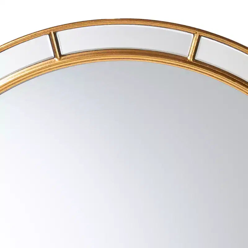 Miroir rond accentué à feuilles d'or antique