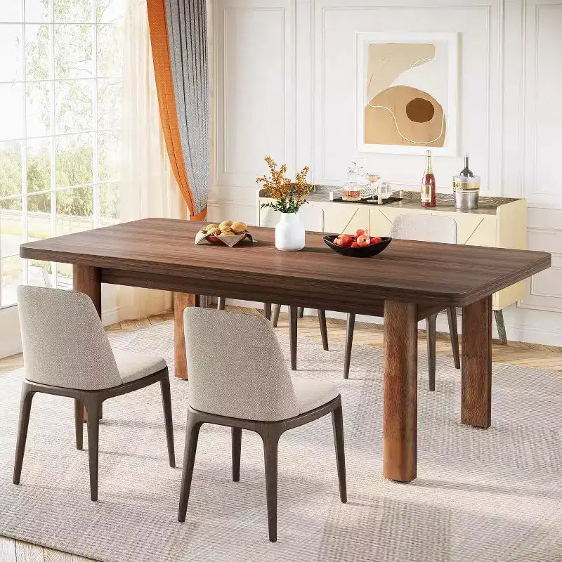 Grande table de conférence de 160 cm avec pieds en bois massif