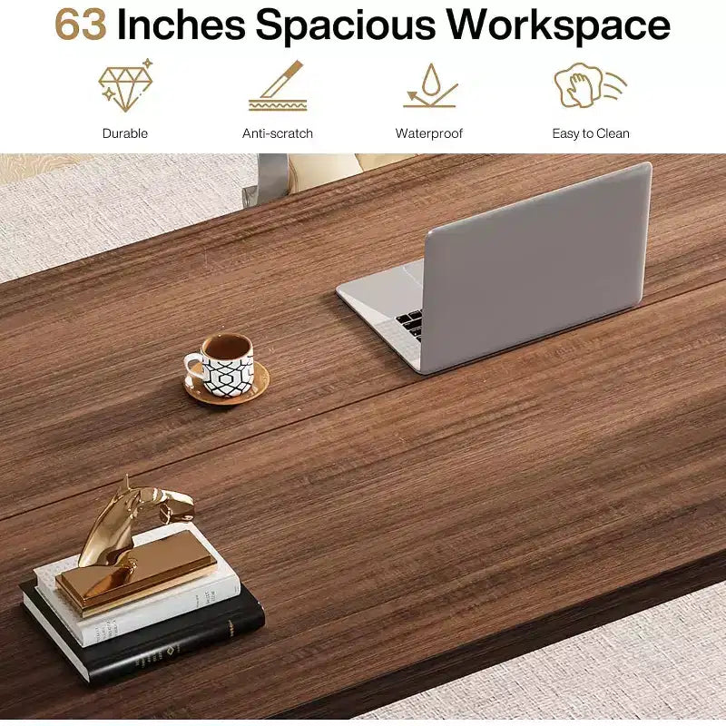 Grande table de conférence de 160 cm avec pieds en bois massif