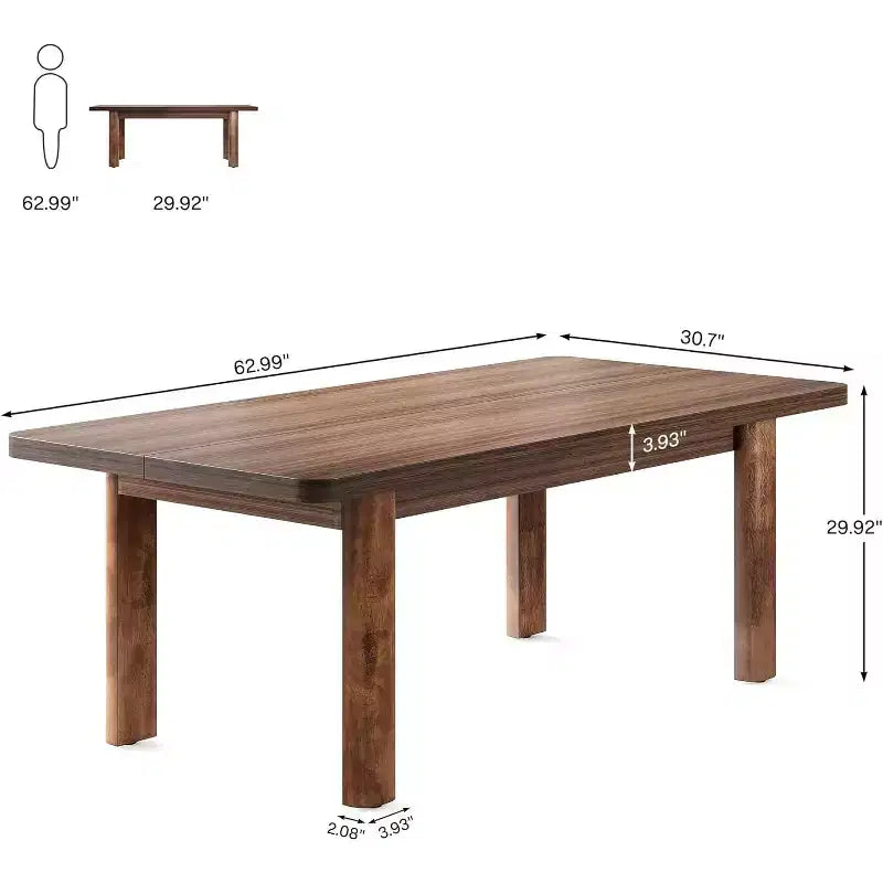 Grande table de conférence de 160 cm avec pieds en bois massif