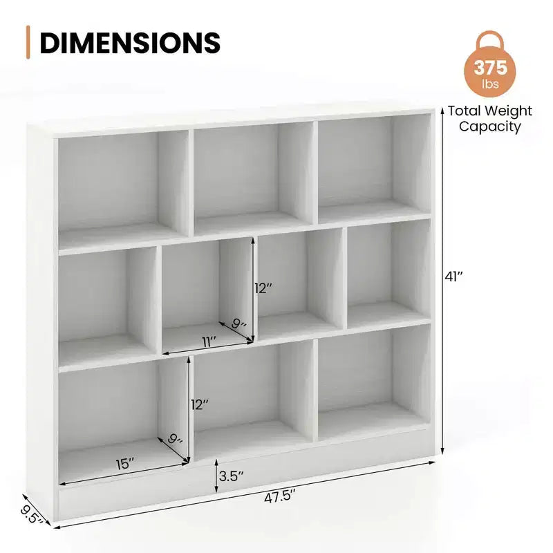 Organisateur de rangement en bois à 10 cubes pour jouets d'enfants, 41 po – Blanc/Naturel