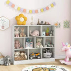 Organisateur de rangement en bois à 10 cubes pour jouets d'enfants, 41 po – Blanc/Naturel