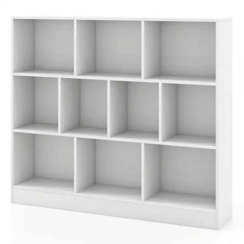 Organisateur de rangement en bois à 10 cubes pour jouets d'enfants, 41 po – Blanc/Naturel
