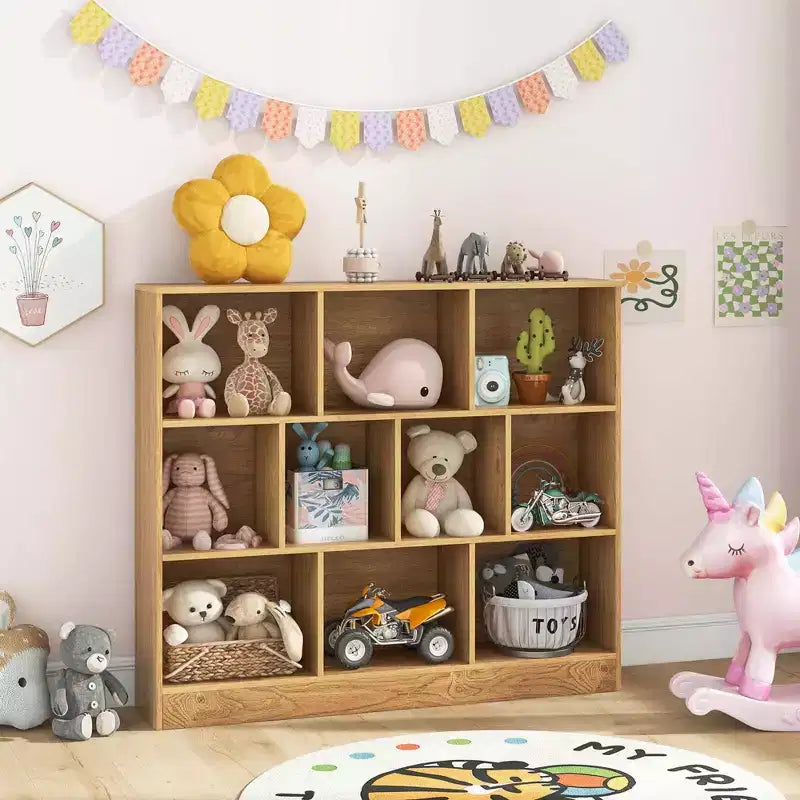 Organisateur de rangement en bois à 10 cubes pour jouets d'enfants, 41 po – Blanc/Naturel