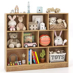 Costway 10-Cube Bookcase for Kids 41Wooden Toy Storage Organizer for Kids Room White/Natural