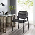 Chaise de bureau visiteur en cuir noir – Chaise de salle d'attente