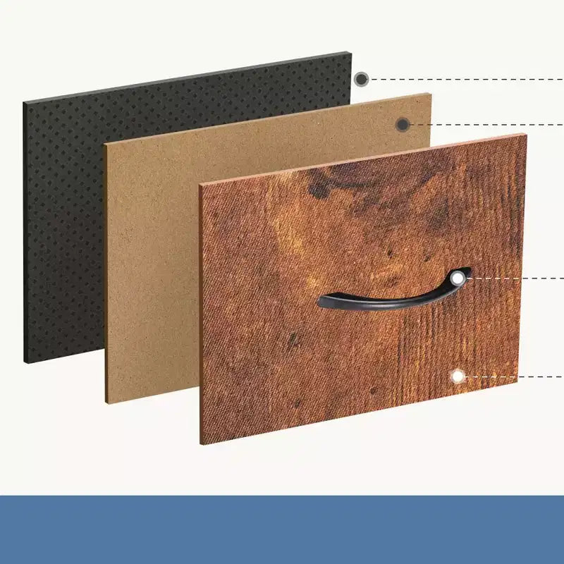 Commode à 4 tiroirs en tissu avec plateau en bois et cadre en acier