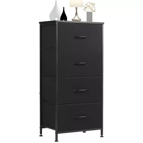 JIONJOY 4-Drawer Fabric Dresser  Wood Top, Steel Frame, Wide Storage for Bedroom Living Room Closet