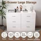 Commode double moderne en bois à 6 tiroirs – Blanc