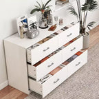 Commode double moderne en bois à 6 tiroirs – Blanc