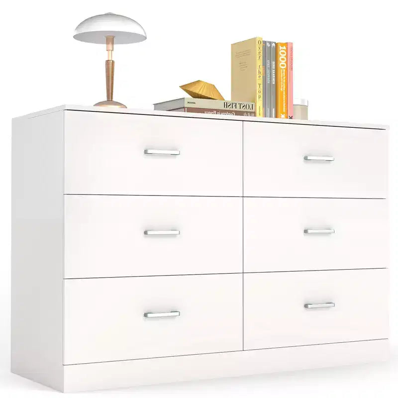 Commode double moderne en bois à 6 tiroirs – Blanc