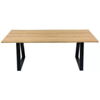 Table de salle à manger d'intérieur/extérieur en teck naturel 79" – Beige avec pieds noirs