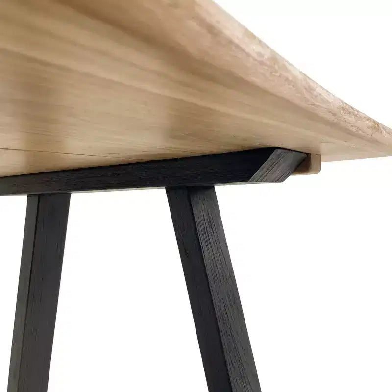 Table de salle à manger d'intérieur/extérieur en teck naturel 79" – Beige avec pieds noirs