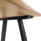 Table de salle à manger d'intérieur/extérieur en teck naturel 79" – Beige avec pieds noirs
