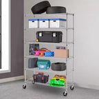 Étagère métallique à 6 niveaux robustes avec roulettes – Organiseur de garage