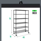 Étagère métallique à 6 niveaux robustes avec roulettes – Organiseur de garage