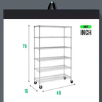 Étagère métallique à 6 niveaux robustes avec roulettes – Organiseur de garage