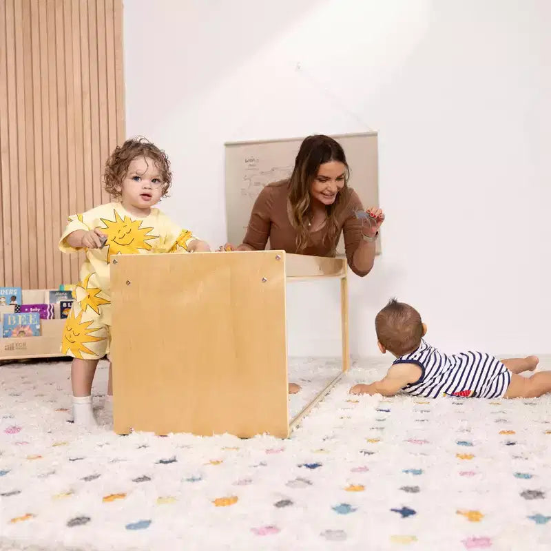 Armoire de rangement de classe double face avec dessus d'activité et miroir